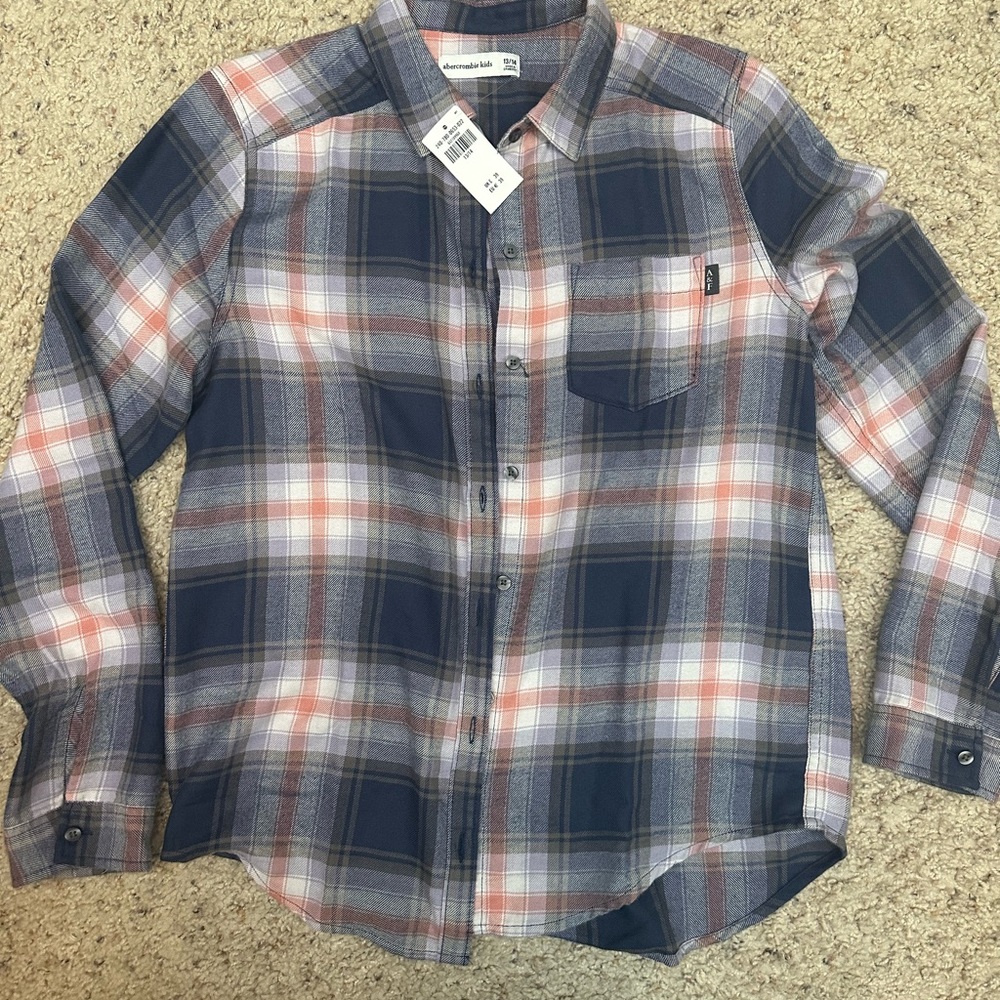 NWT Abercrombie Kids Plaid Button Down